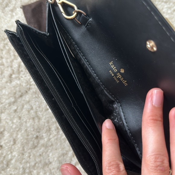 Kate Spade Milou Rivas Street Bow Crocodile Wallet Black WLRU2284 - Picture 3 of 5